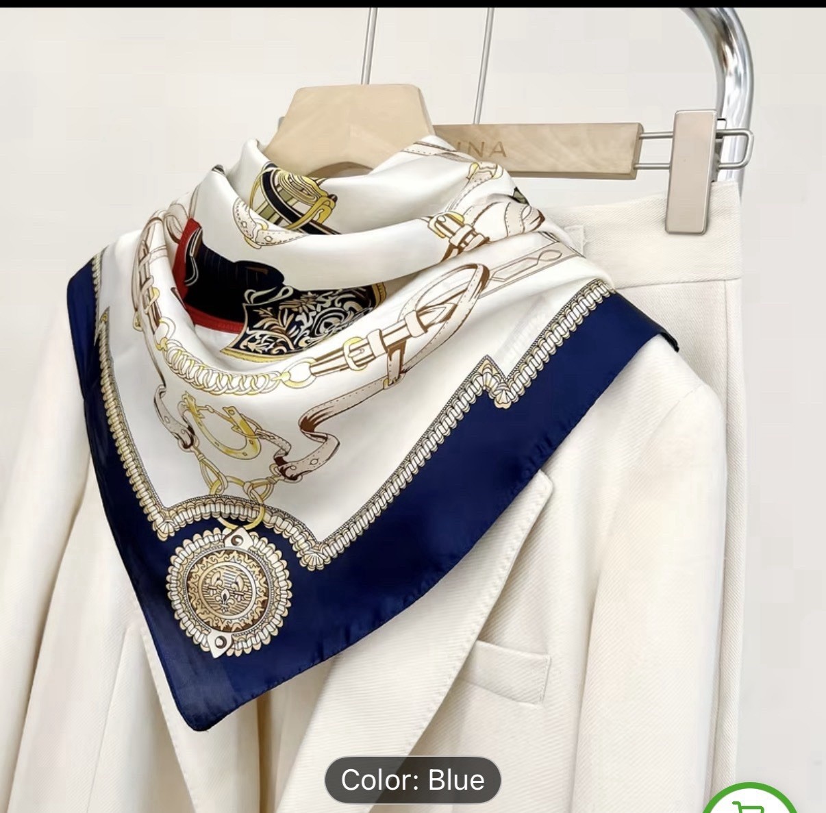 ￼Women’s Elegant Style Scarf With Golden Button Print. 70x70cm