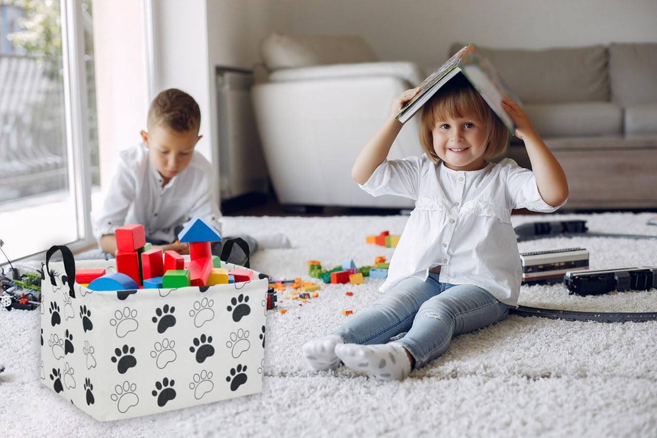 Cesta rectangular para perros, cesta de almacenamiento para niños con asas
