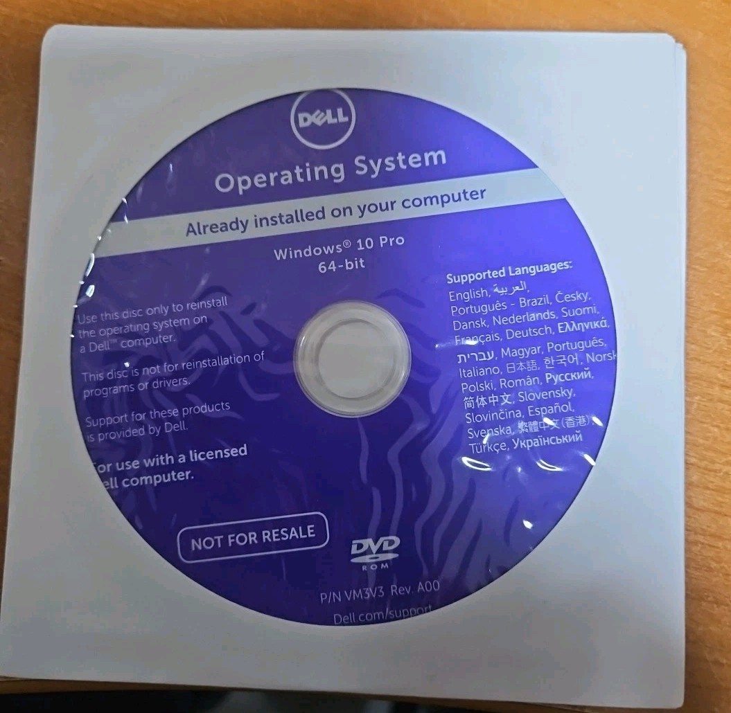 Dell Windows 10 Professional 64-Bit Reinstallation DVD Disc Win 10 Pro Laptop