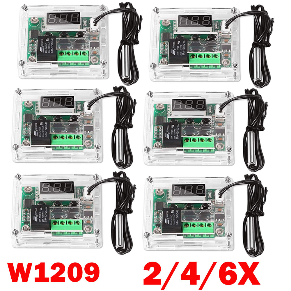 2/4/6X W1209 12V Digital Thermostat Temperature Control Switch Sensor + Case HOT