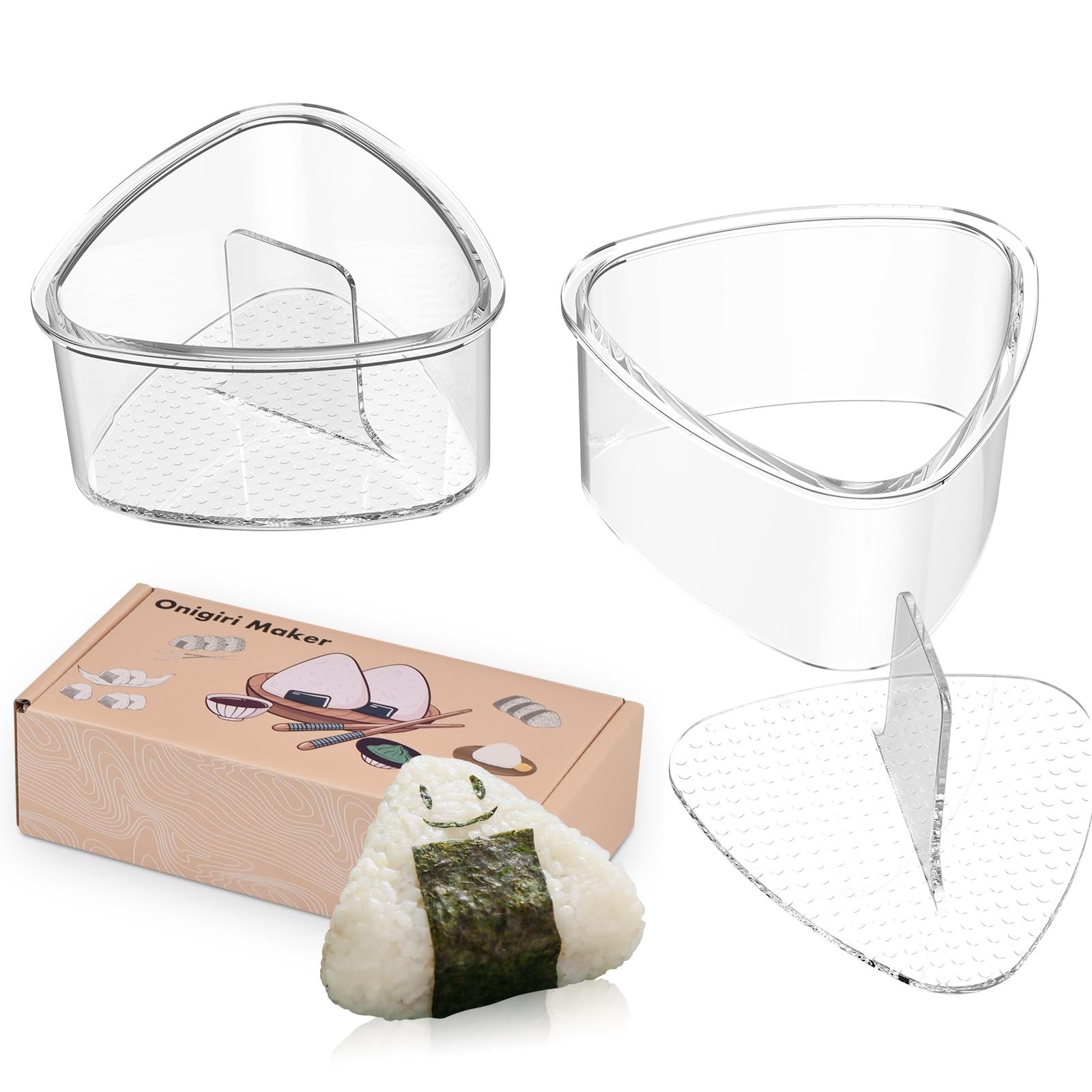 2PCS Clear Onigiri Rice Ball Mold Makers,Triangle Large,