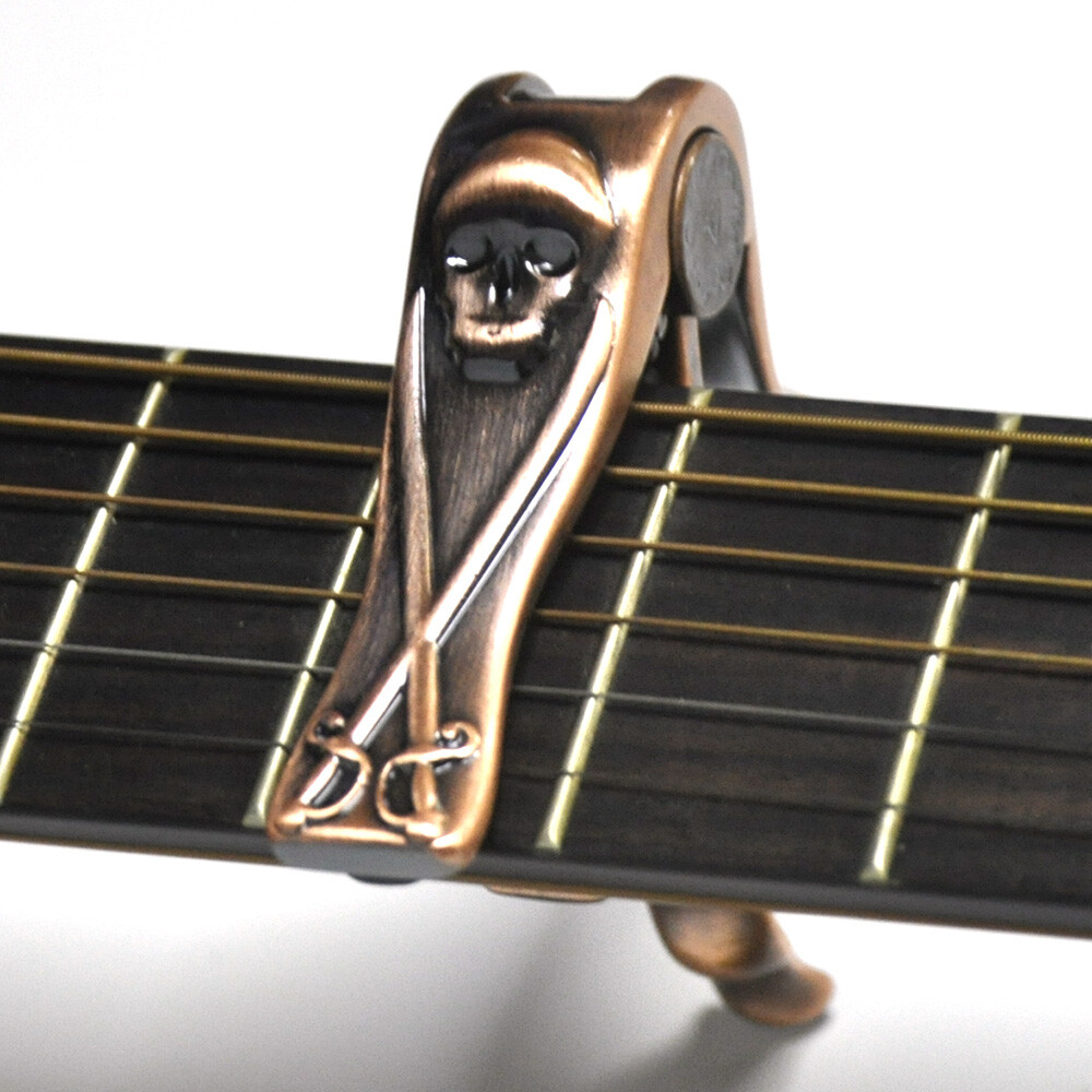 Alice A007H/PB Aluminum Alloy Coppery Skull Shape Guitar Capo f Acoustic Guitars