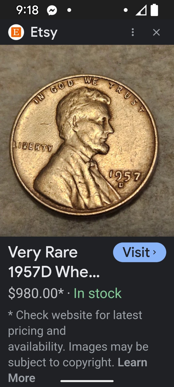 RARE 1957D Lincoln Wheat Penny W/Errors