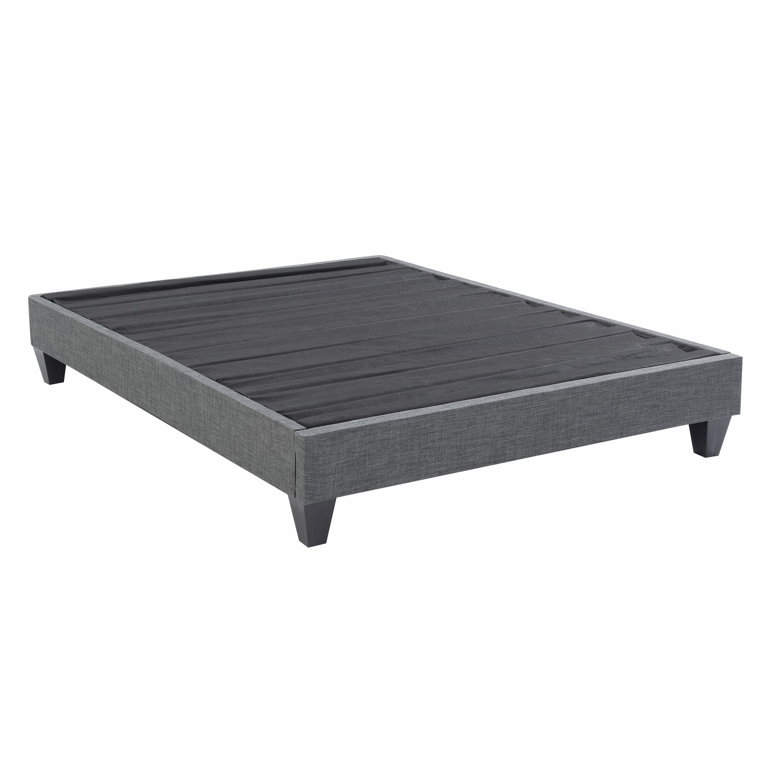 Grey Polyester Upholstered Platform Bed Frame, California King