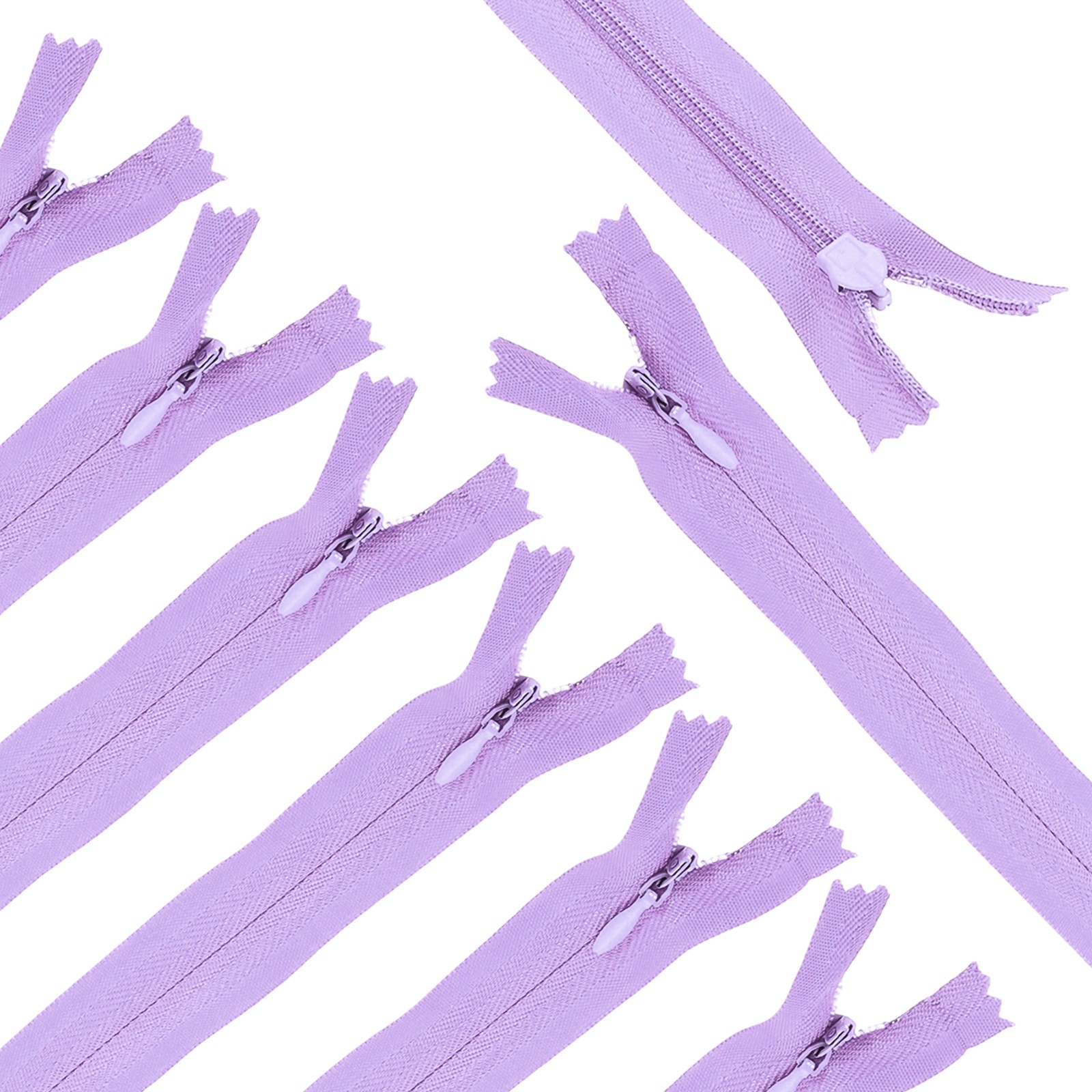 10Pcs 12" Nylon Coil Zippers, #3 Closed End Jacket Zippers, Light Purple