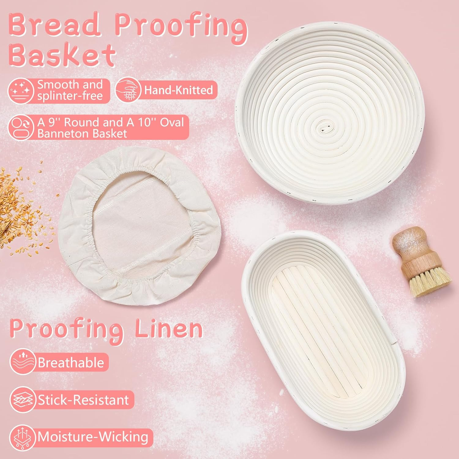 Sourdough Starter Kit, Sourdough Bread Baking Supplies with Banneton Bread Proof