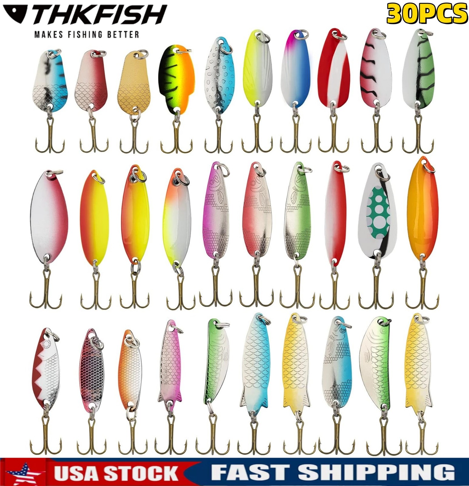 USA Lot 30 pcs Kinds of Fish Fishing Lures Crankbaits Hooks Minnow Baits Tackle