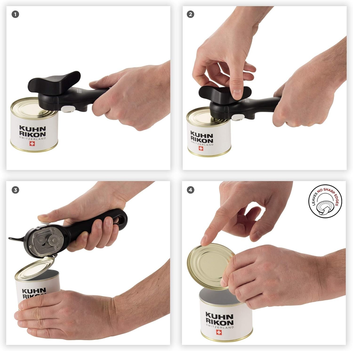 Smooth-Edge Auto Safety Can Opener, Black