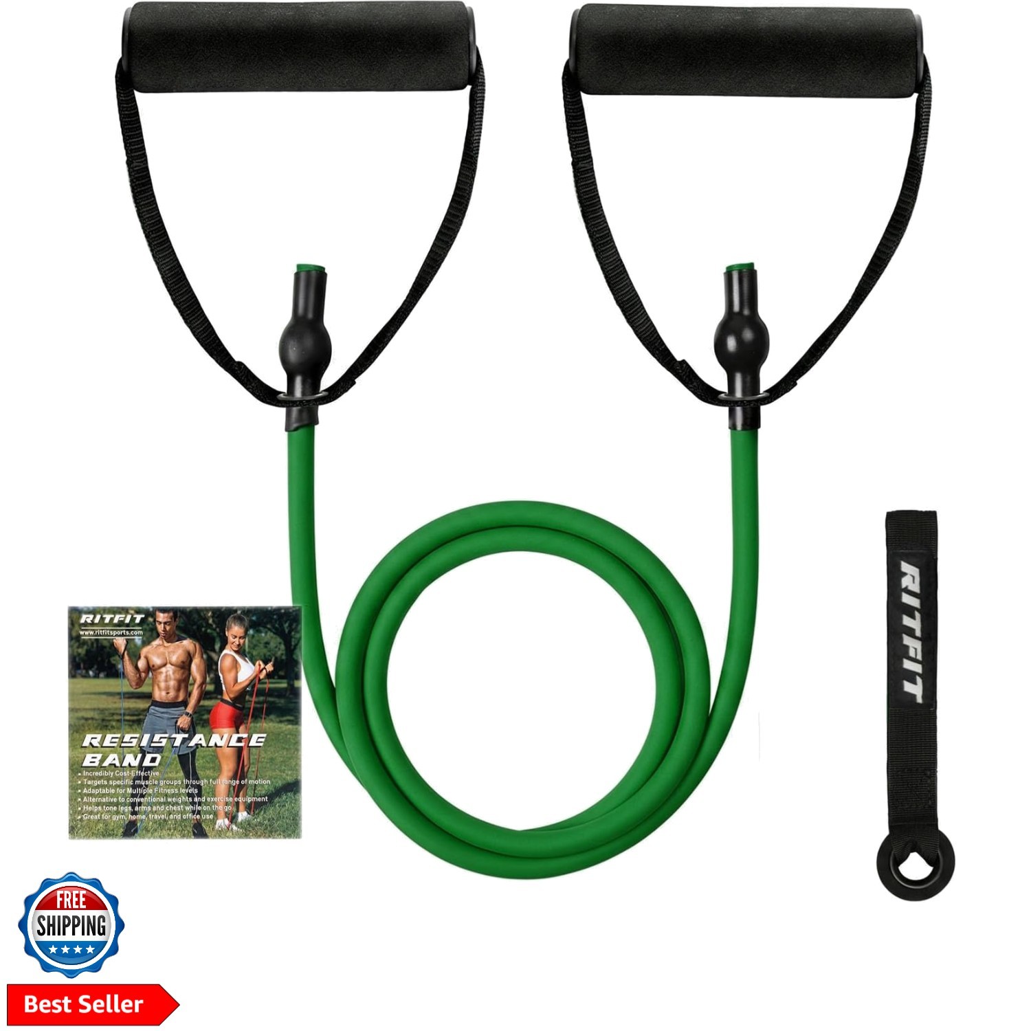 Single Resistance Exercise Band with Comfortable Handles - Ideal for Physical...