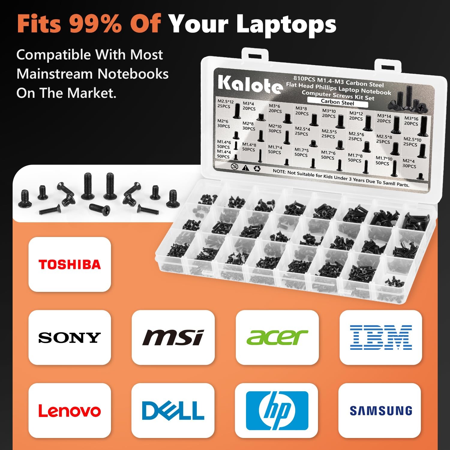 Laptop Screws Kit, 810Pcs Black 810pcs,