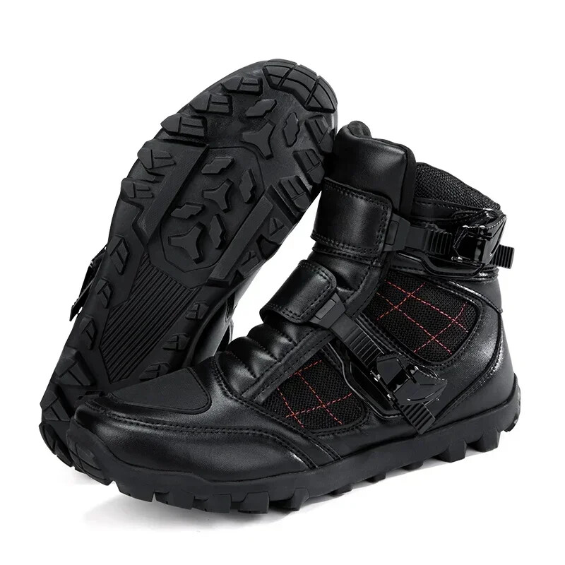 Men Motocross Boots Classic Motorcycle Shoes Leather Racing Motorbike Sneakers