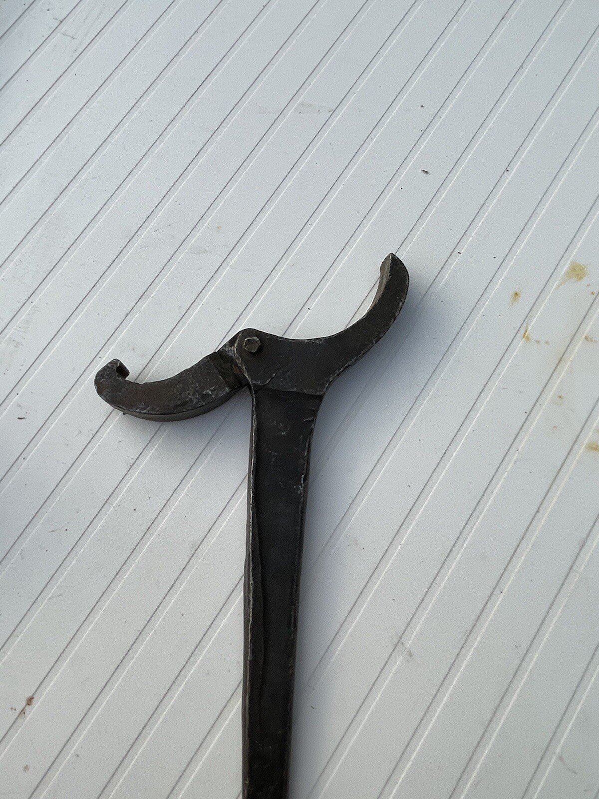 Antique Hand Forged Tools 15” Adjustable Hook Spanner Wrench Steampunk.