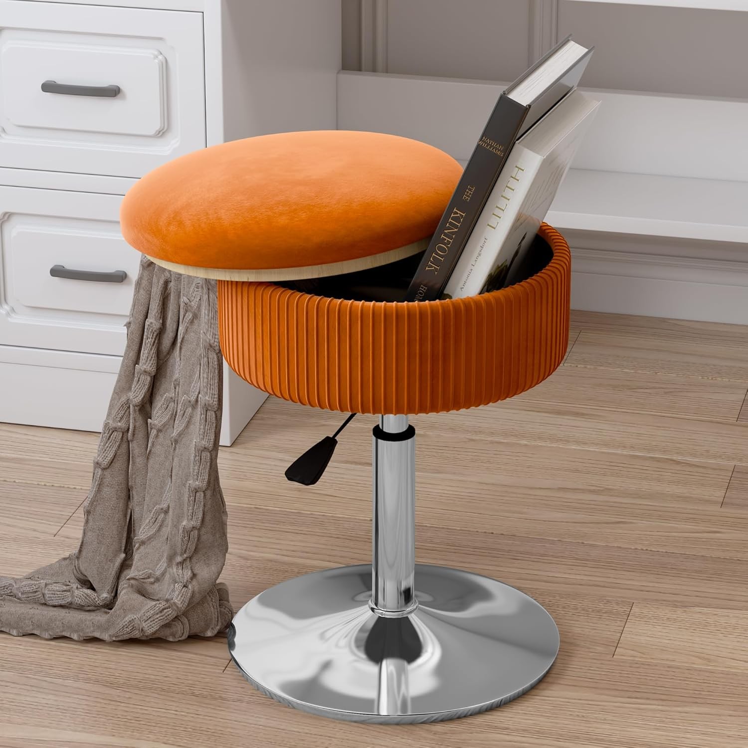 ® Vanity Stool with Stora, High-Density Non-Sagging Fo Makeup