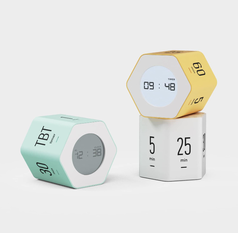 Hexagon Cube Digital Timer Clock, Pomodoro, Count Up/Down, White