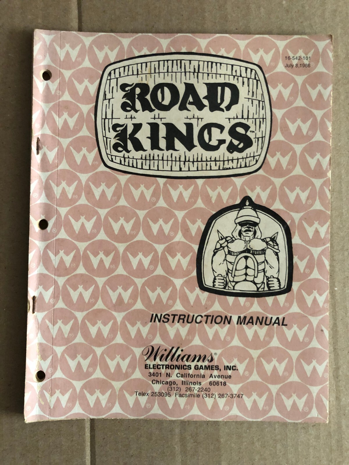 WILLIAMS PINBALL MANUAL ROAD KINGS ORIGINAL ARCADE PINBALL INSTRUCTION MANUAL