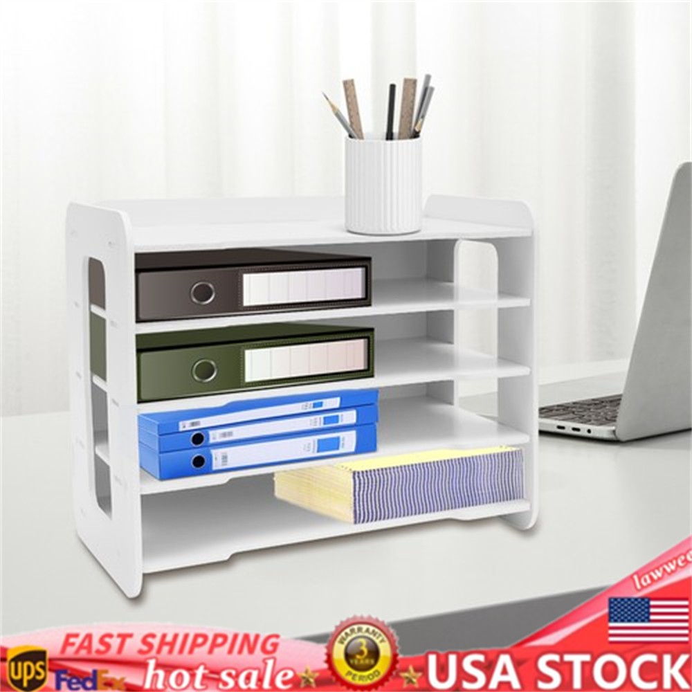 5 Tier Desktop Organizer Office Letter Document Storage Rack Book Paper Holder