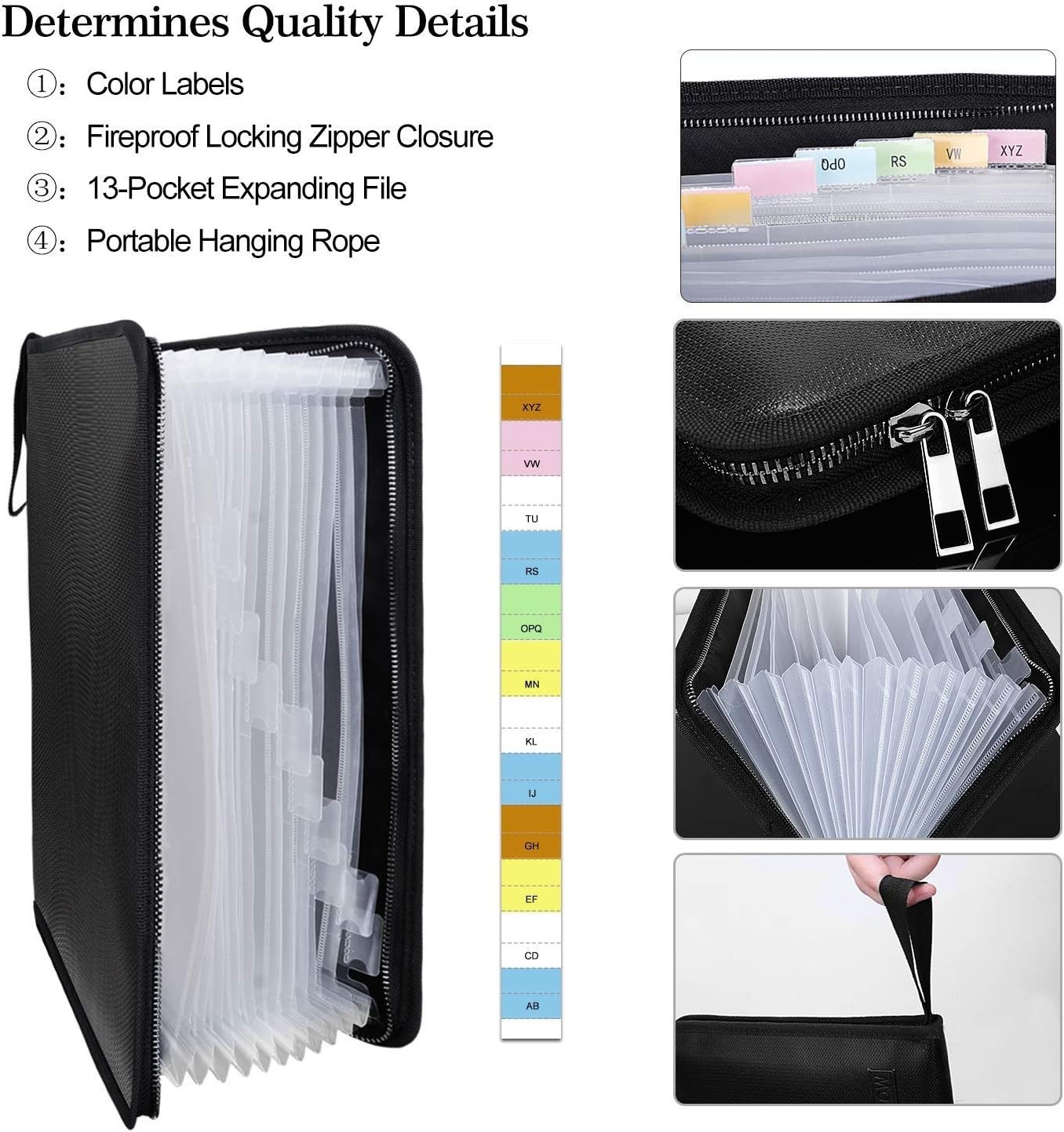 Expanding File Folder,Fireproof 13 Pockets Document Organizer Bag | Accordion...