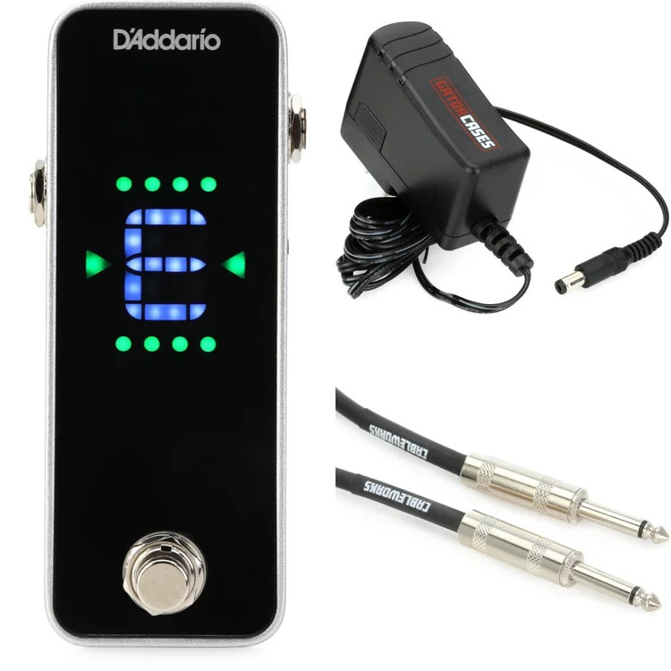 D'Addario CT-20 Chromatic Tuner Pedal with Power Supply and Cable