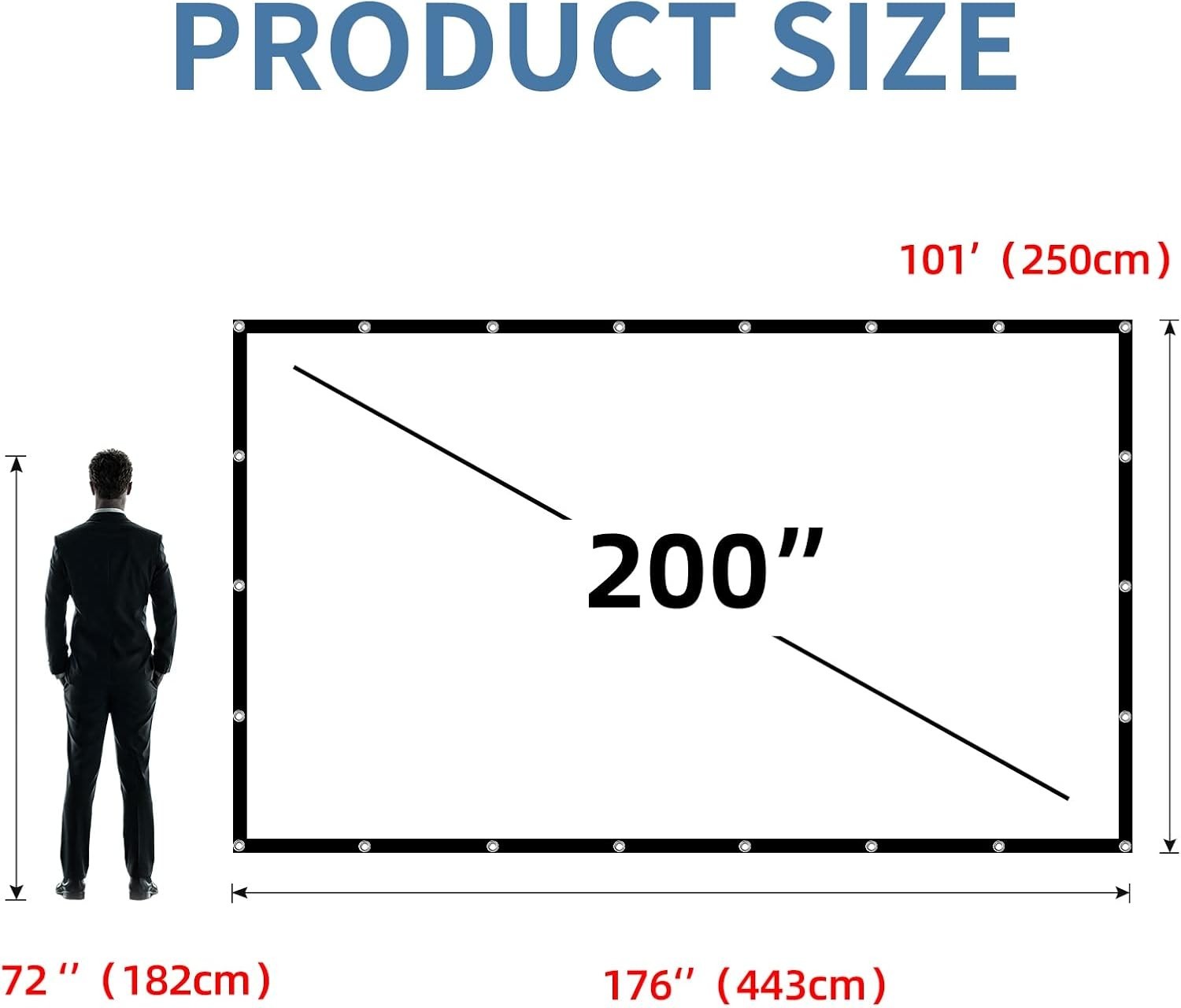 Projector Screen, 4K 16:9 HD Rear Front Projector Screens Foldable Pr