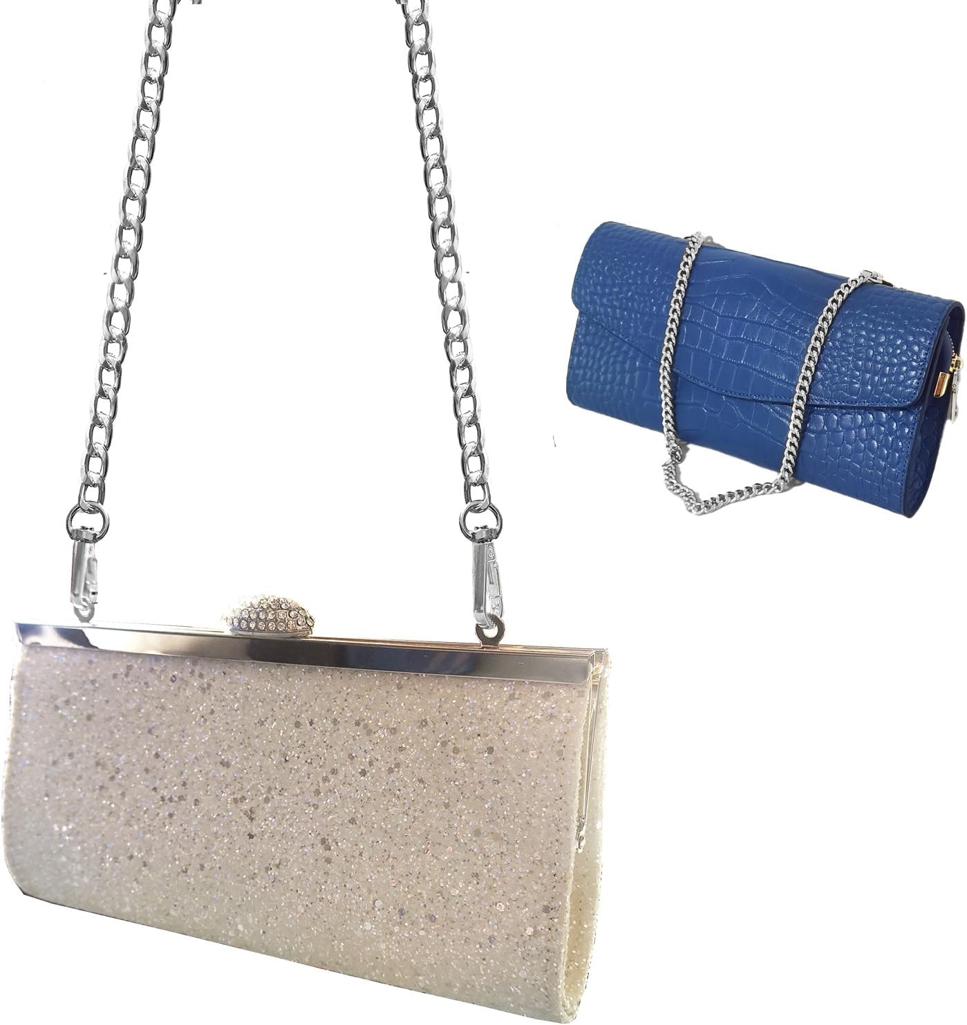 3 Pack Silver Purse Chain Straps Replacement Bag Chains DIY Handbag Straps