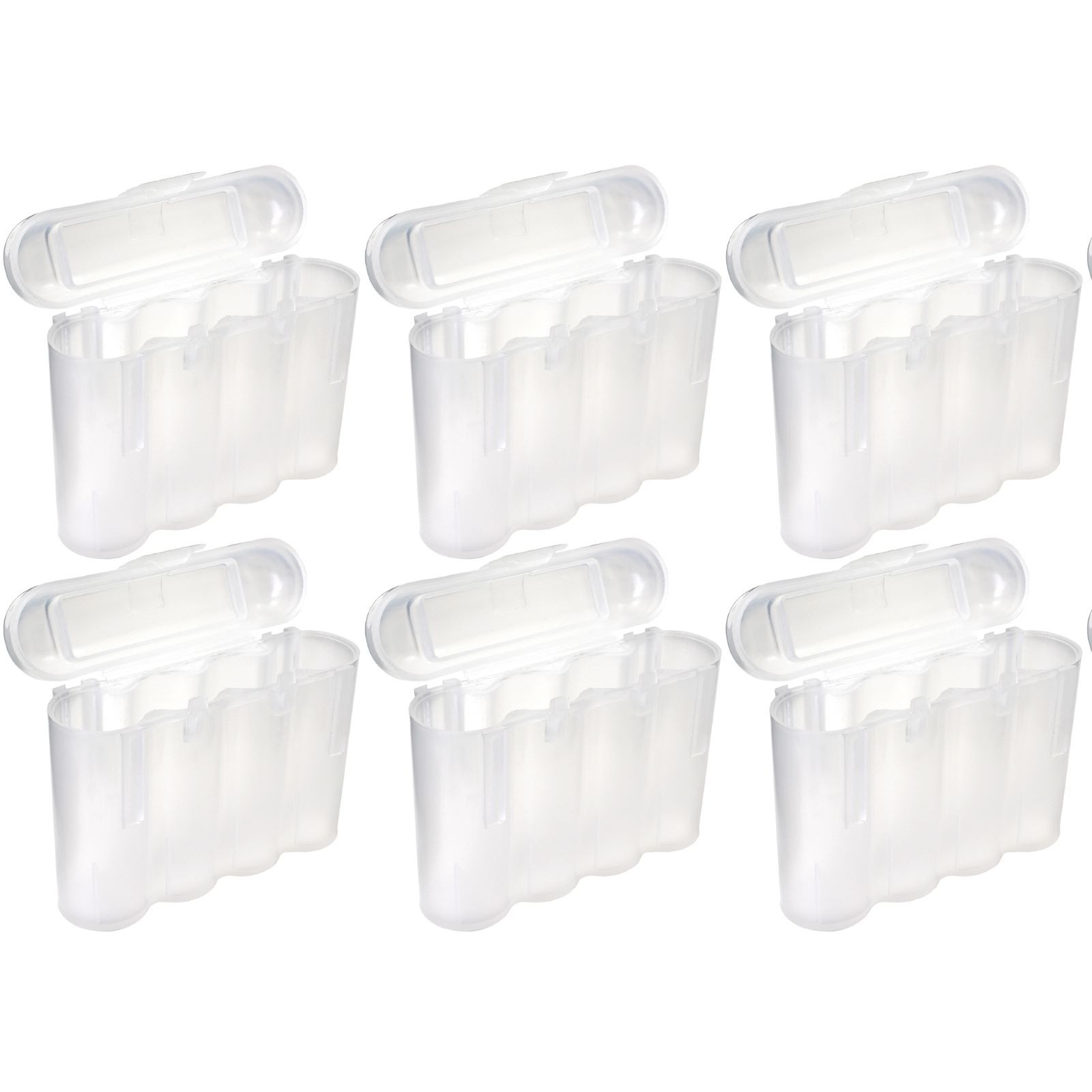 Six (6) EBC Battery AA AAA Clear Plastic Battery Storage Case Holder Box US Ship