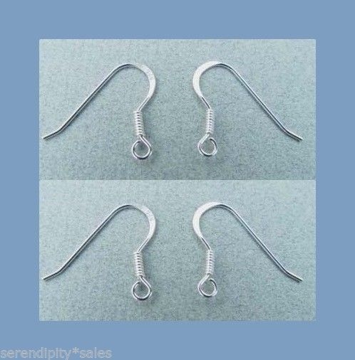 100 each (50 pairs) 925 Sterling Silver Filled Flat Hooks Ear Wires Coil + Loop