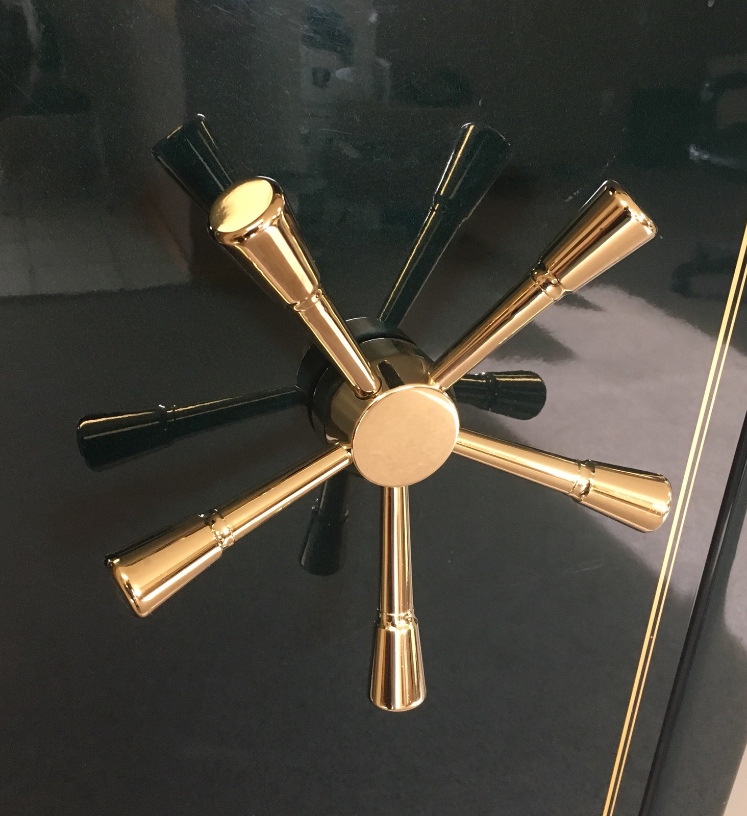 Ships From IDAHO.   Safe Handle - Premium 5 Spoke Handle with 14k Gold