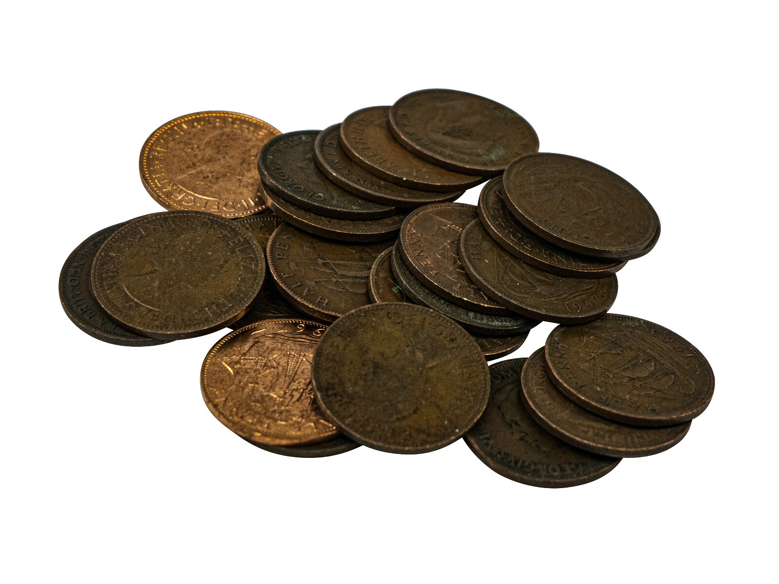25-Pack of Assorted Bulk Old English Half Pennies for Craft Purposes (1392-H-25)