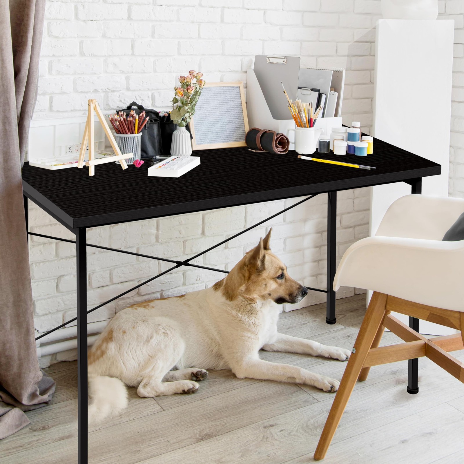 YSSOA Computer Desk Home Office Work Study Writing Modern Simple Table with H...