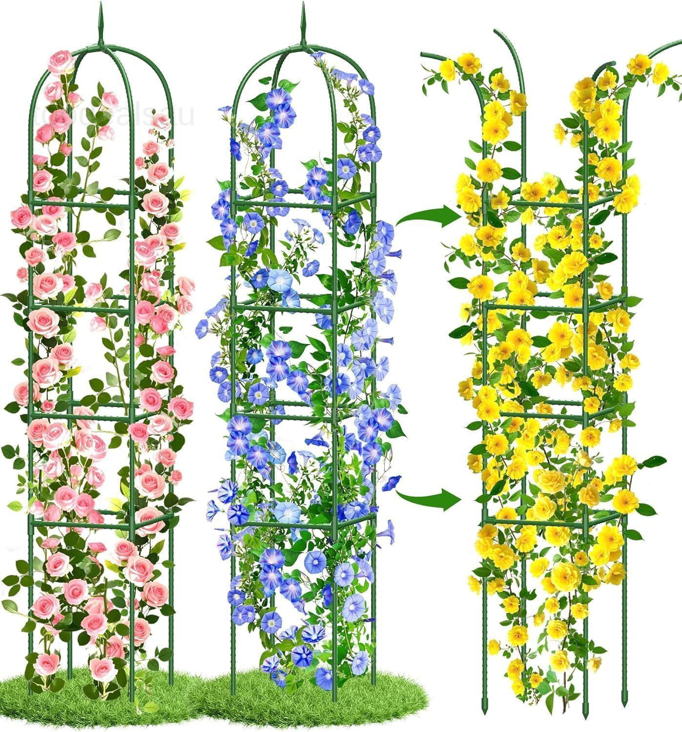 Garden Obelisk Trellis for Climbing Plants, 6FT 2 Pcs(6 FT), Green