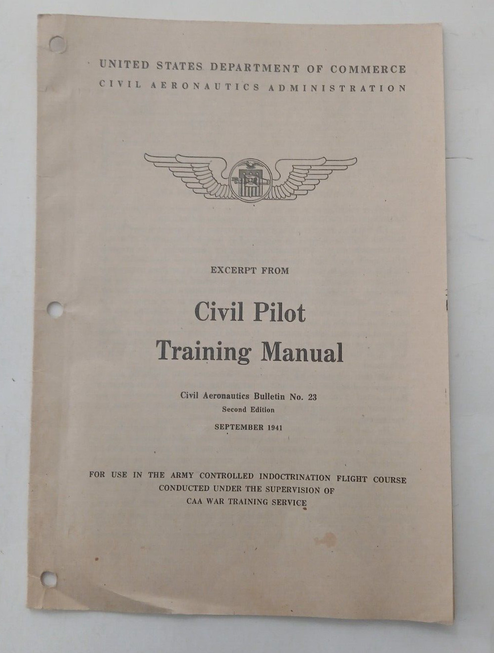 Civil Pilot Training Manual Excerpt No 23 - 1941 United States Dept of Commerce