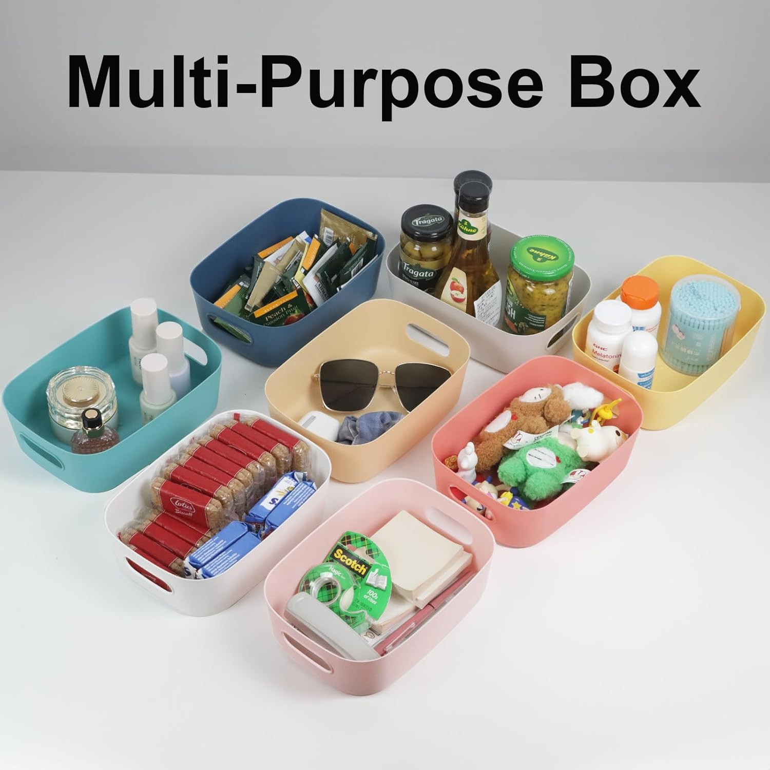 8 Pack Small Drawer Organizer Bins, Plastic Storage Bins Storage Containers for