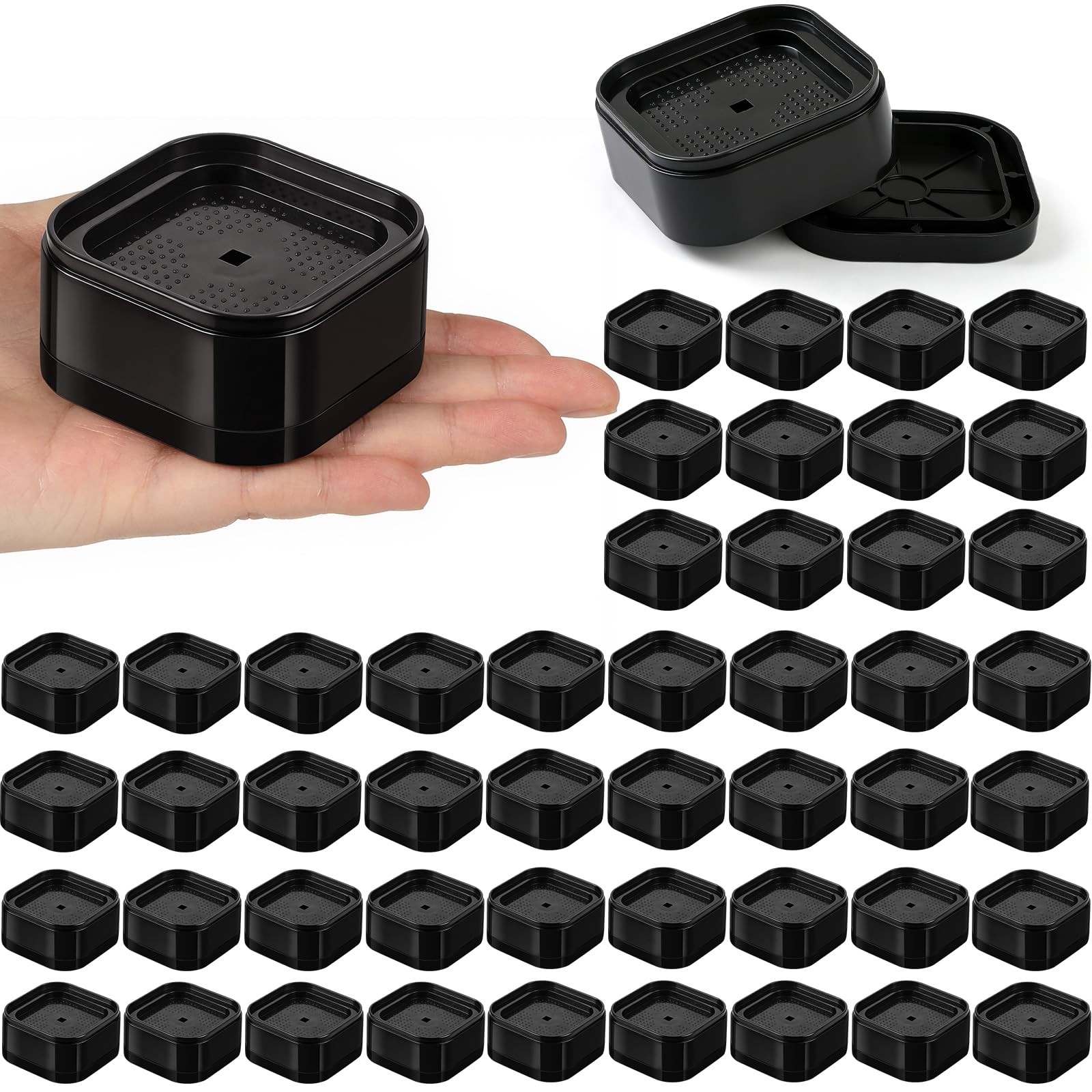 48 PCS Square Adjustable Furniture Bed Risers 1.38 Inch Heavy Duty Blocks