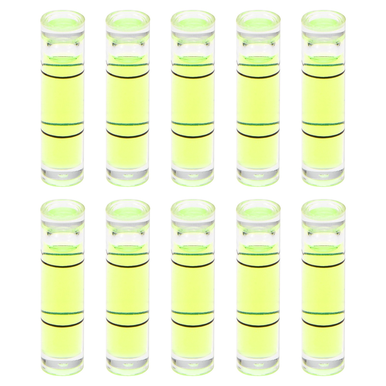 10Pcs, Small Cylindrical Bubble Level Vials 6x24mm Levels Measuring Tools