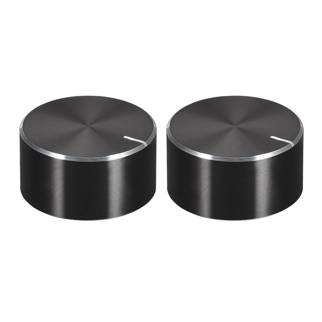 2Pcs Potentiometer Knob Knurled Shaft Black Aluminum Rotary Knob 25mmx13mm