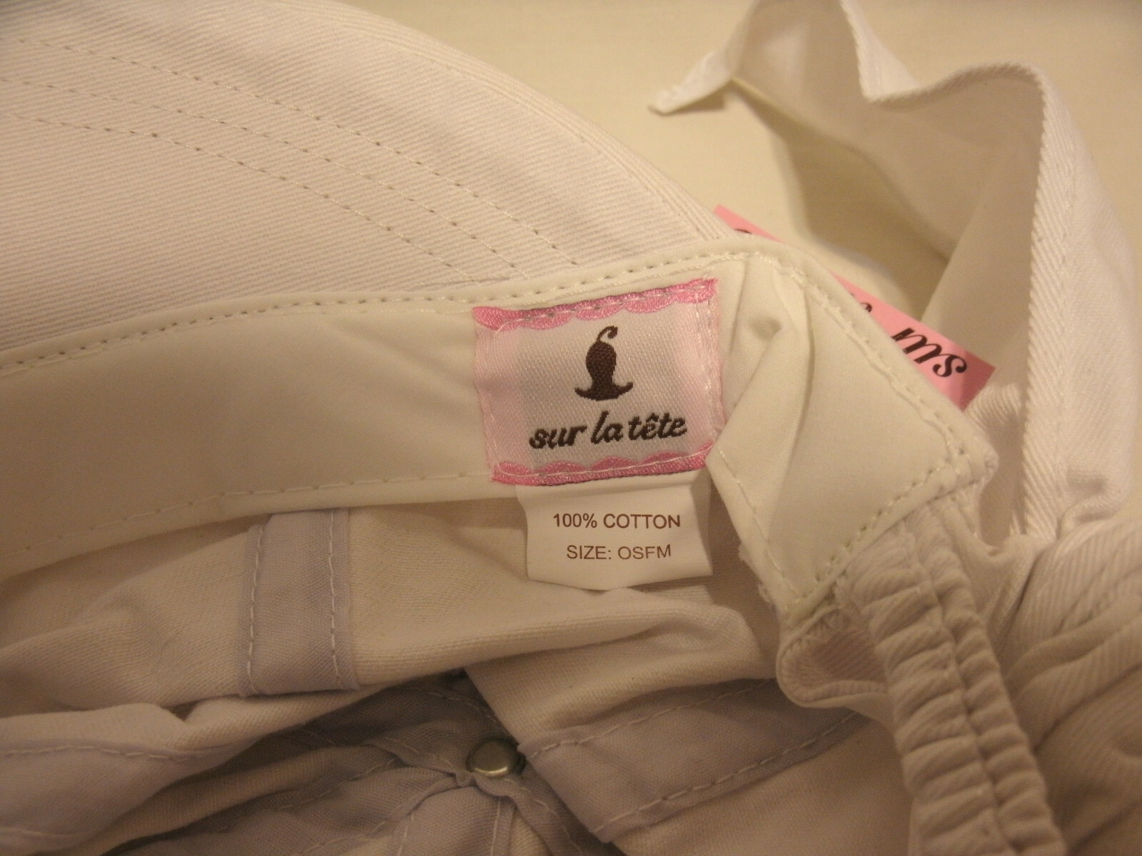 Sur La Tete Women's White Cotton Faceframer or Sun Visor Hat ~ One Size