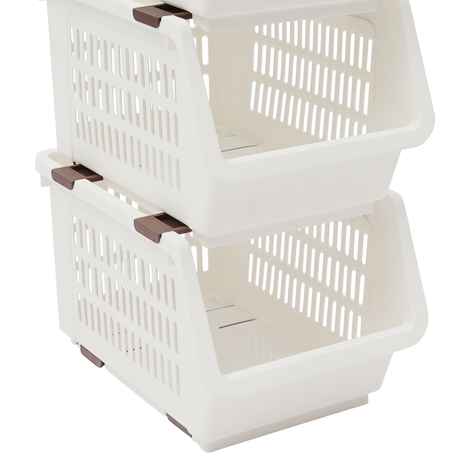 4 Pack Stacking Storage Baskets, Multifunctional PP Organizer Bins Space-Saving