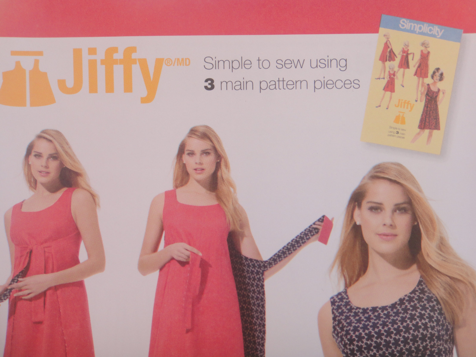 Simplicity 1356, Jiffy 3 Main Pattern Pieces Reversible Wrap Dress Retro Pattern