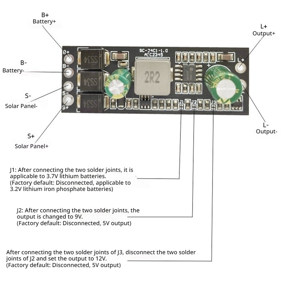 3.7V Solar Boost Controller 3.2V Lithium Battery Step Up Power Board 5V 9V 12V