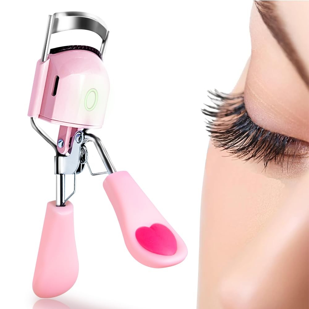 Pinkiou Heated Eyelash Curler USB Rechargeable Lash Curler Long Lasting Curl