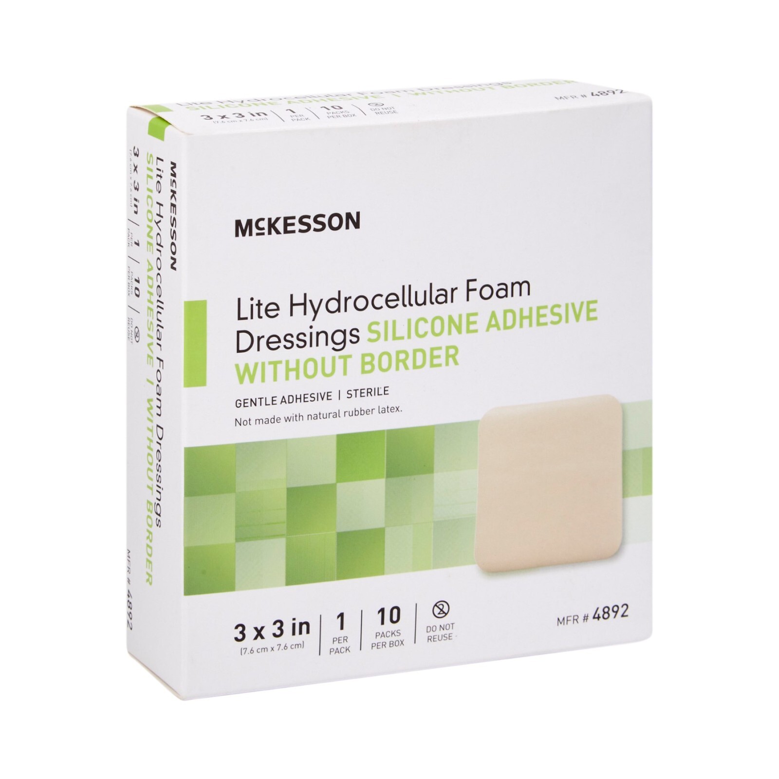 McKesson Lite Thin Foam Dressing 3 x 3" Square with Border 10 per Box