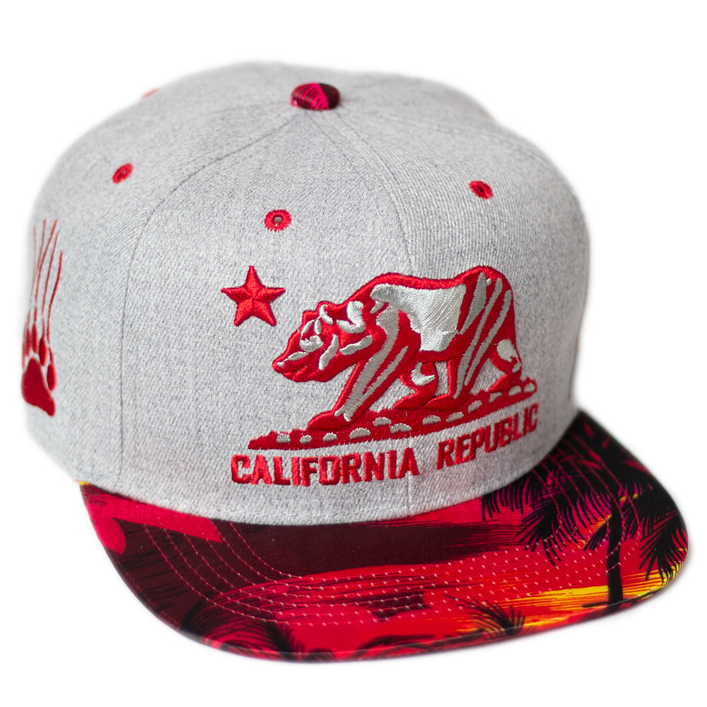 California Republic Baseball Cap Hat Hawaii Floral Snapback Adjustable Flat Men