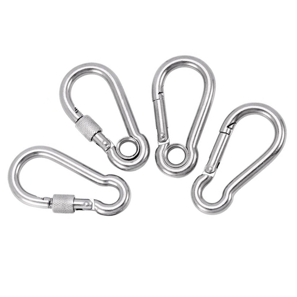 Quick Locking Carabiner Snap Spring Hook Clips 304 Stainless Steel Eyelet Lock