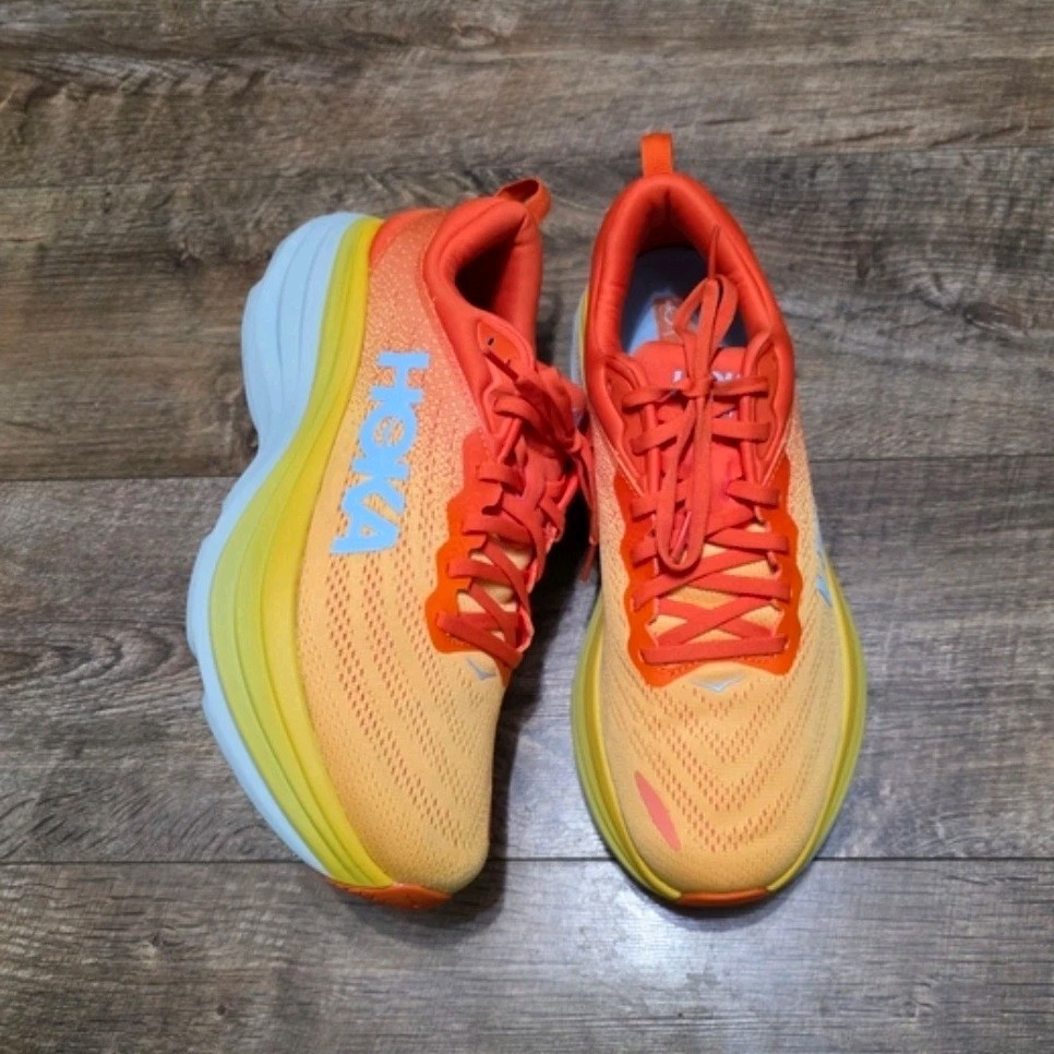 Hoka One One Bondi 8 Men's Orange Yellow Athletic Running Sneakers US 11D