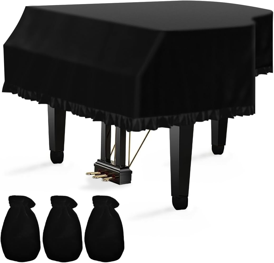 TINDTOP Grand Piano Cover, Velvet Dustproof Baby S - 62.99in/160cm, Black