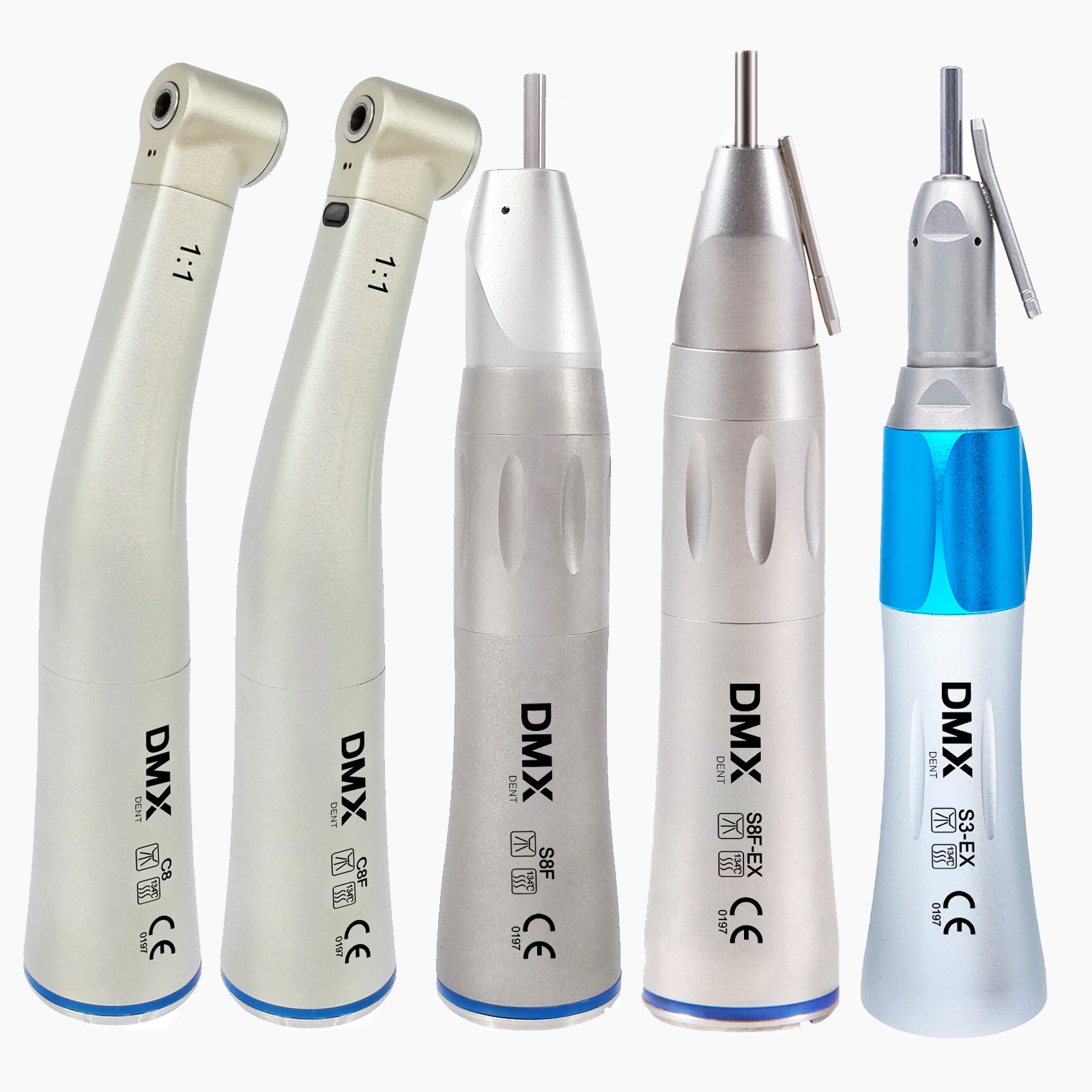 NSK Style Dental LED 1:1 Low Speed Contra Angle Straight Nose Handpiece DMXDENT