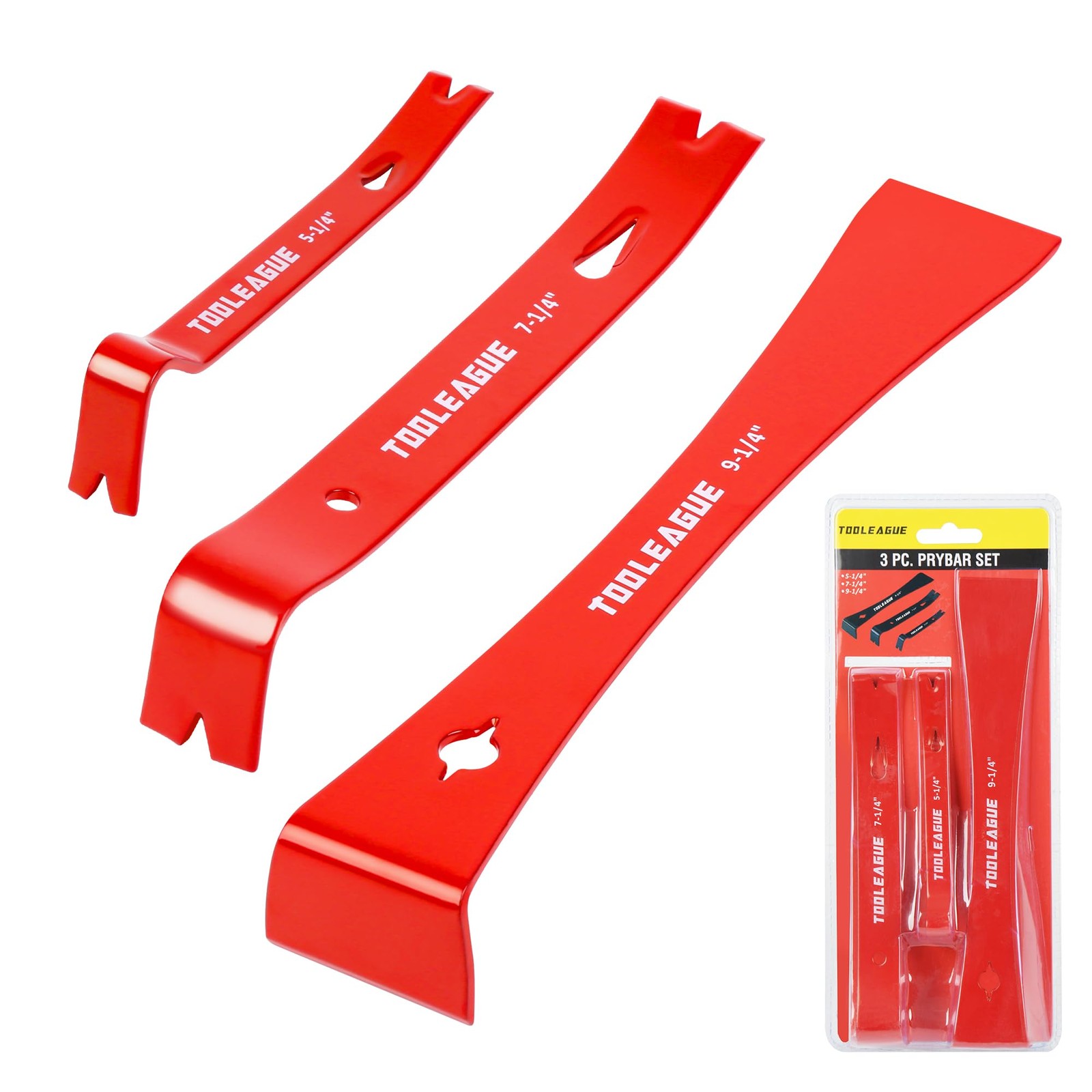 TOOLEAGUE 3Pcs Mini Flat Pry Bar Bar, Red