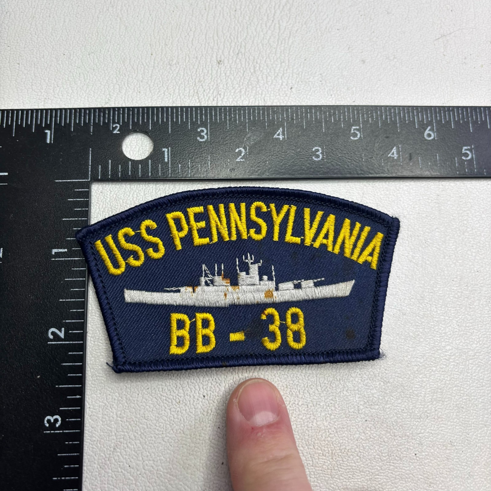 AS-IS-STAINED Military USN US Navy USS PENNSYLVANIA BB-38 Ship Patch 62X9