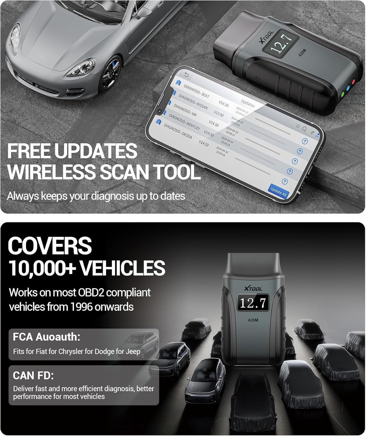 🏆XTOOL Anyscan+ A30M KIT OBD2 Scanner Wireless Code Reader Bidirectional Tool