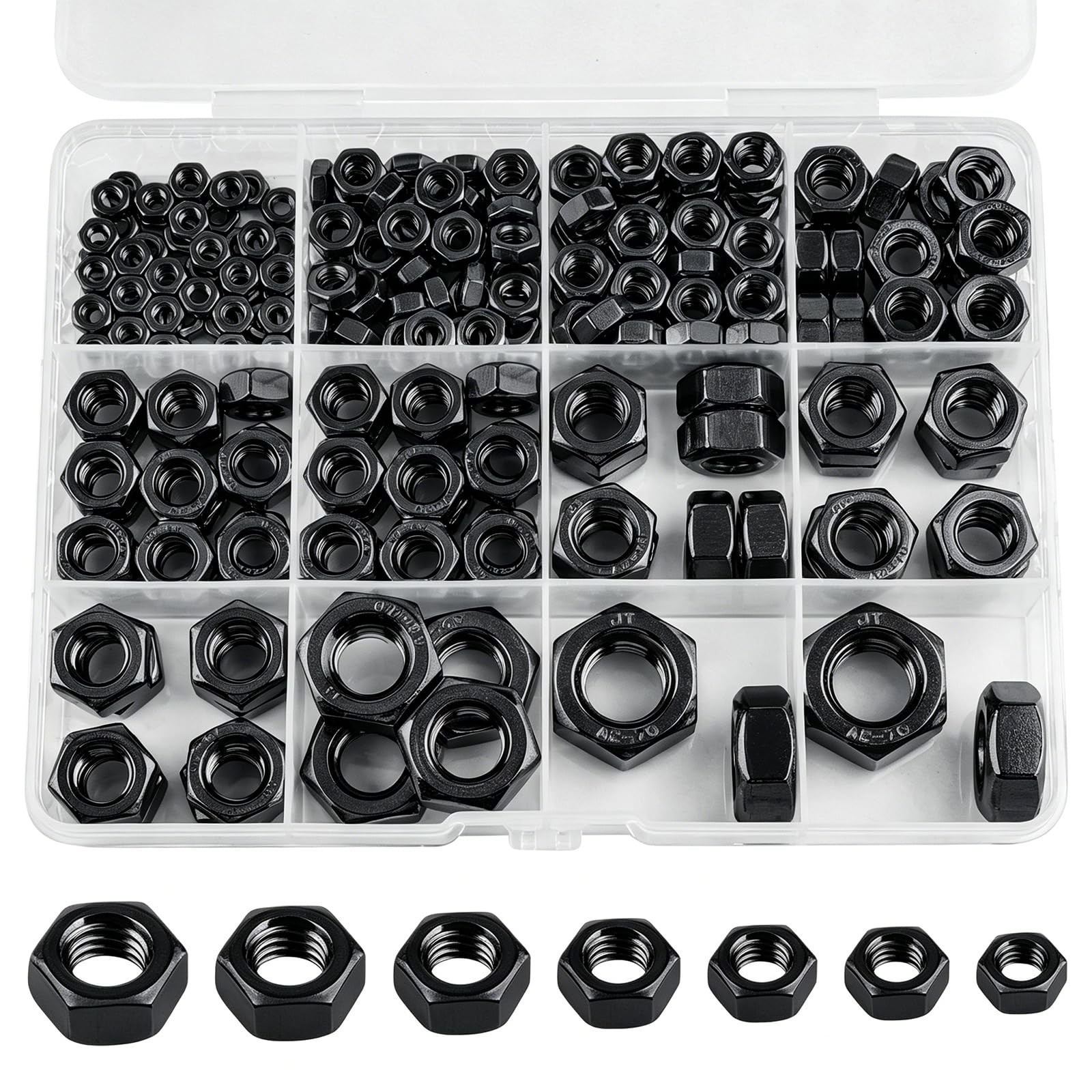 Vmuter Metric Black Hex Nuts, 237 Pack A2-70 Coarse Thread Nuts Metric,